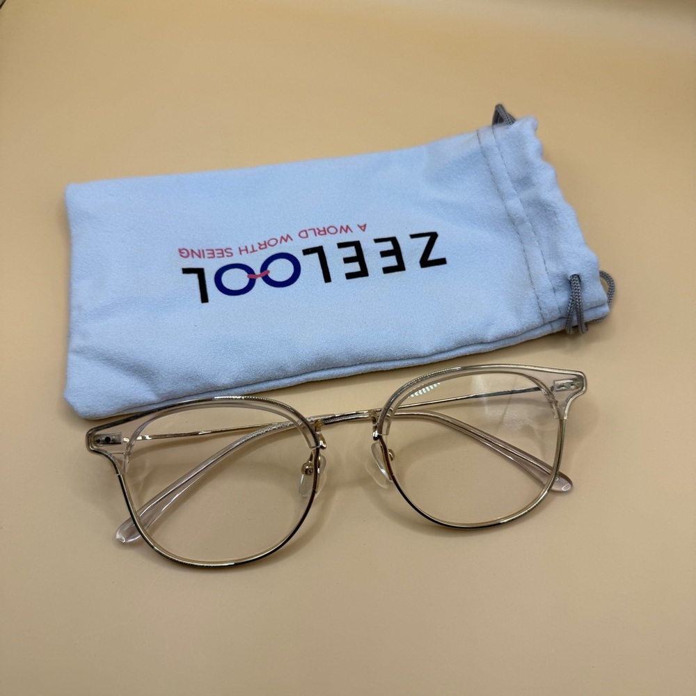 Zeelool Gold Round Glasses Frames, No Prescription